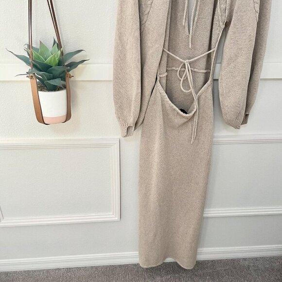 Joslin Studio Aurora Knit Long Sleeve Maxi Dress Flax Size M - Picture 7 of 9